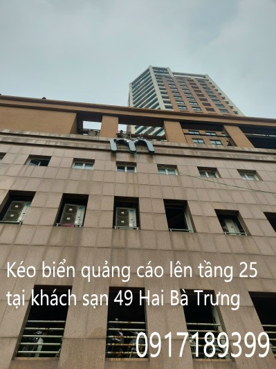 Chuyển biển quảng cáo lên tàng 25 tại KS 49 Hai Bà Trưng, Hà Nội